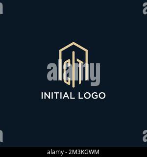 CT initial monogram logo with hexagonal shape style, real estate logo design ideas inspiration vector Stock Vector
