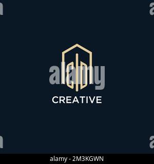 CD initial monogram logo with hexagonal shape style, real estate logo design ideas inspiration vector Stock Vector
