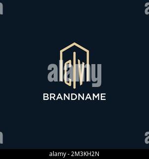 CV initial monogram logo with hexagonal shape style, real estate logo design ideas inspiration vector Stock Vector