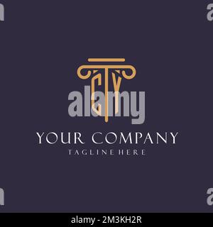CY monogram initials design for law firm, lawyer, law office with pillar style ideas Stock Vector