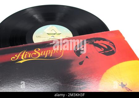 Australian Pop band, Air Supply music album on vinyl record LP disc. Titled: Now and Forever album cover Stock Photo