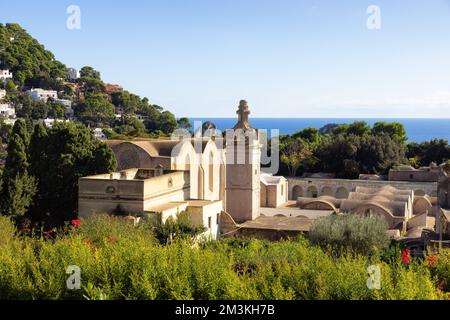 Touristic Town on Capri Island in Bay of Naples, Italy. Stock Photo