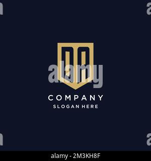 DA monogram initials logo design with shield icon template Stock Vector