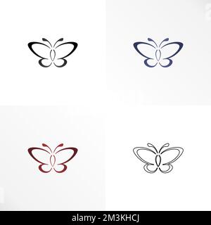 Simple and unique butterfly in line art shape image graphic icon logo design abstract concept vector stock. Can be used as symbol related to animal Stock Vector