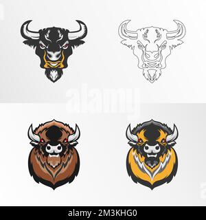 buffalo head that looks fierce image graphic icon logo design abstract concept vector stock. related to animal or character or animal Stock Vector