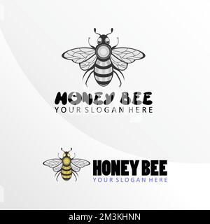 honey bee in unique shape image graphic icon logo design abstract concept vector stock. Can be used as a symbol related to animal or art Stock Vector