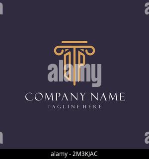 DP monogram initials design for law firm, lawyer, law office with pillar style ideas Stock Vector