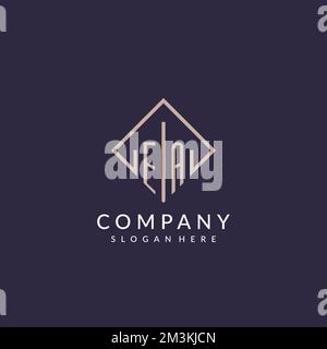 EA initial monogram logo with rectangle style design ideas Stock Vector