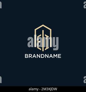 EI initial monogram logo with hexagonal shape style, real estate logo design ideas inspiration vector Stock Vector