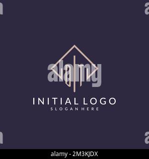 DT initial monogram logo with rectangle style design ideas Stock Vector