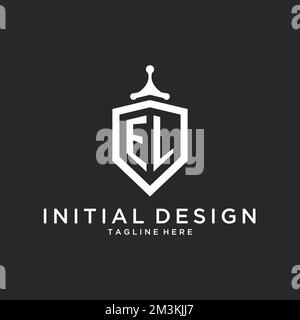 EL monogram logo initial with shield guard shape design ideas Stock Vector