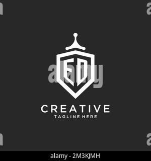 ED monogram logo initial with shield guard shape design ideas Stock Vector