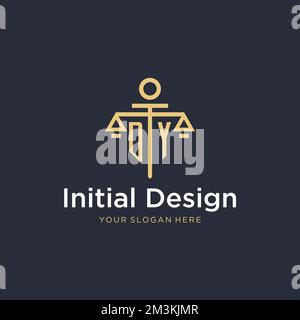 DY initial monogram logo with scale and pillar style design ideas Stock Vector
