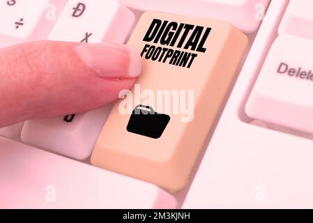 Inspiration showing sign Digital Footprint. Word Written on uses digital technology to operate the manufacturing process Stock Photo
