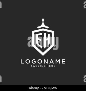EH monogram logo initial with shield guard shape design ideas Stock Vector