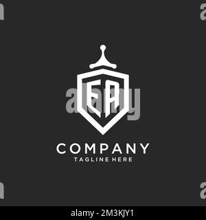 EA monogram logo initial with shield guard shape design ideas Stock Vector