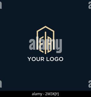 EB initial monogram logo with hexagonal shape style, real estate logo design ideas inspiration vector Stock Vector