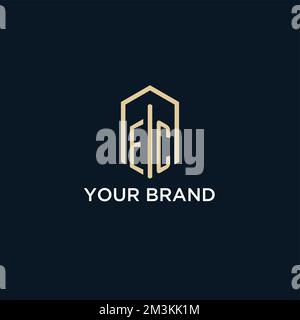 EC initial monogram logo with hexagonal shape style, real estate logo design ideas inspiration vector Stock Vector
