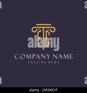 EC monogram initials design for law firm, lawyer, law office with pillar style ideas Stock Vector