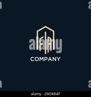 FA initial monogram logo with hexagonal shape style, real estate logo design ideas inspiration vector Stock Vector