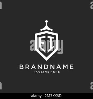 EI monogram logo initial with shield guard shape design ideas Stock Vector