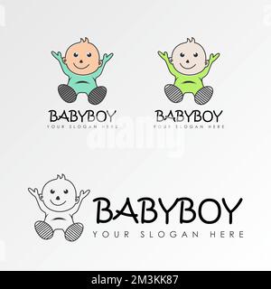 baby boy at a happy time image graphic icon logo design abstract concept vector stock. Can be used as symbol related to character or children Stock Vector