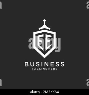 EE monogram logo initial with shield guard shape design ideas Stock Vector