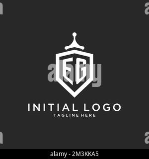 EG monogram logo initial with shield guard shape design ideas Stock Vector