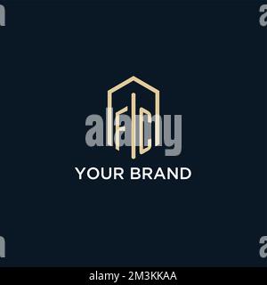 FC initial monogram logo with hexagonal shape style, real estate logo design ideas inspiration vector Stock Vector