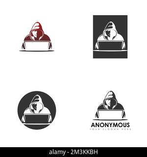 lurk spy behind minitor screen image graphic icon logo design abstract concept vector stock. related to internet or hacker or tech Stock Vector