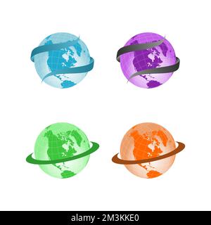 Round earth map with variation image graphic icon logo design abstract concept vector stock. Can be used as a symbol related to group or world Stock Vector