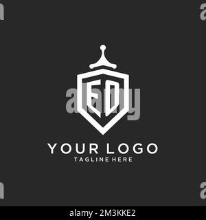 EO monogram logo initial with shield guard shape design ideas Stock Vector