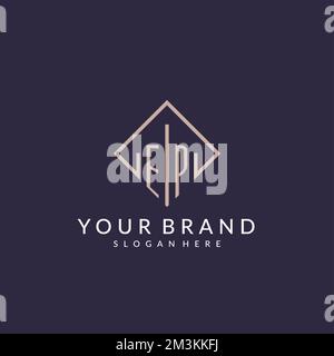 EP initial monogram logo with rectangle style design ideas Stock Vector