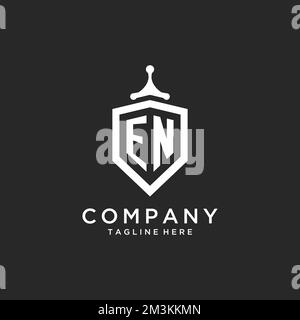EN monogram logo initial with shield guard shape design ideas Stock Vector