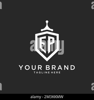 EP monogram logo initial with shield guard shape design ideas Stock Vector