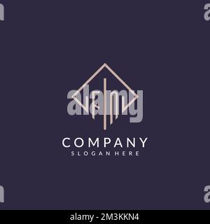FN initial monogram logo with rectangle style design ideas Stock Vector