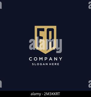 FA monogram initials logo design with shield icon template Stock Vector