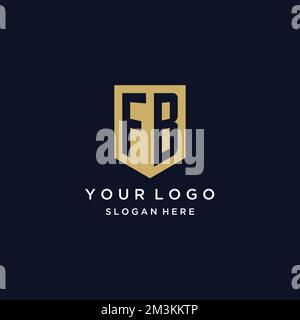 FB monogram initials logo design with shield icon template Stock Vector