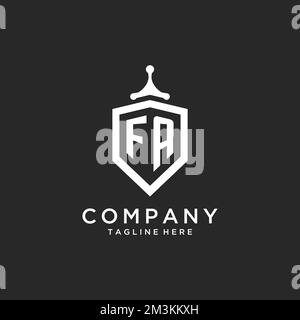 FA monogram logo initial with shield guard shape design ideas Stock Vector