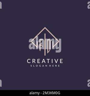 FD initial monogram logo with rectangle style design ideas Stock Vector