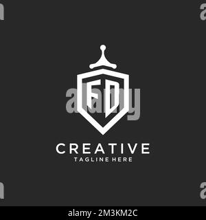 FD monogram logo initial with shield guard shape design ideas Stock Vector