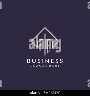 FE initial monogram logo with rectangle style design ideas Stock Vector
