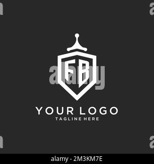FB monogram logo initial with shield guard shape design ideas Stock Vector