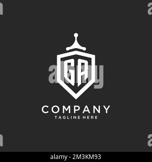 GA monogram logo initial with shield guard shape design ideas Stock Vector