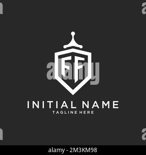 Ff monogram logo with shield and crown style Vector Image