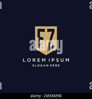 FZ monogram initials logo design with shield icon template Stock Vector