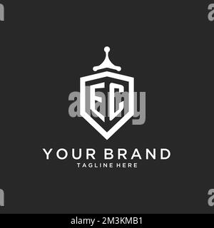 EC monogram logo initial with shield guard shape design ideas Stock Vector
