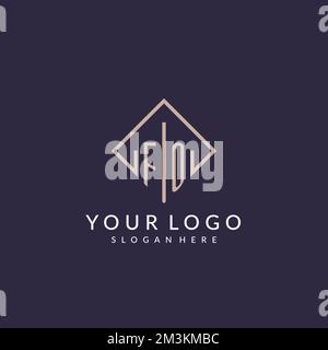 FO initial monogram logo with rectangle style design ideas Stock Vector