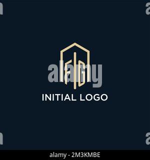 FG initial monogram logo with hexagonal shape and swoosh design ideas ...