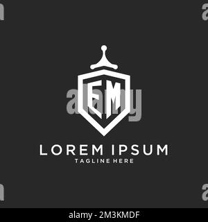 EM monogram logo initial with shield guard shape design ideas Stock Vector
